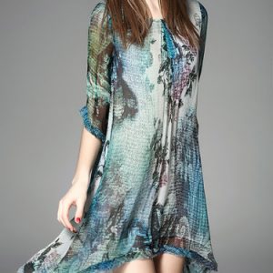 Multicolor Vintage Floral Printed Asymmetrical Mini Dress