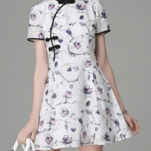 Multicolor Vintage Floral-print Mini Dress
