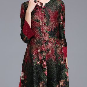 Multicolor Vintage H-line Floral-print Coat