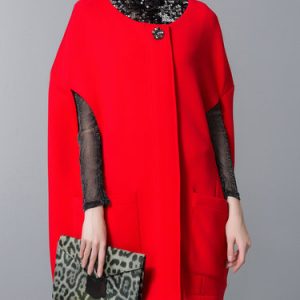 Plain Cotton-blend Casual Poncho
