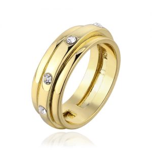 R612-8 Wholesale High Quality Nickle Free Antiallergic New Fashion Jewelry 18K Real Gold PlatedRing