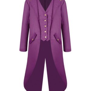 Retro Costumes For Man High Low Coat Button Up Vintage Tuxedo