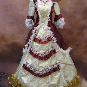 Retro Princess Costume Red Rococo Ball Gown Women's Color Block Ruffle Half Sleeve Maxi Royal Vintage Costume Dress Halloween