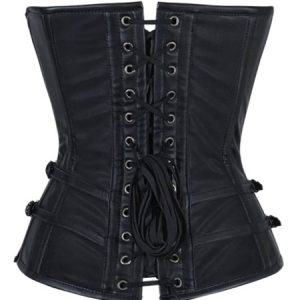 Retro Steampunk Costume Metallic Chain Buckle Black Vintage Corselet For Women
