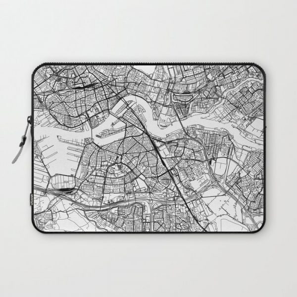 Rotterdam White Map Computer Cover by multipliCITY - Laptop Sleeve - 13"