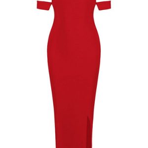 Sexy Off Shoulder Short Sleeve Midi Dress