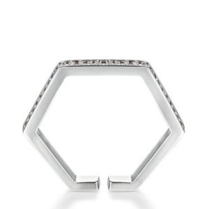 Silver Adjustable Zircon Modern Hexagon Ring