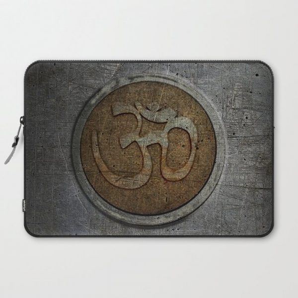 The sound of the Universe. Gold Ohm Sign On Stone Computer Cover by Dragonfly Distribution - Laptop Sleeve - 15"