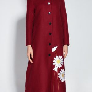 Vintage H-line Long Sleeve Embroidered Coat