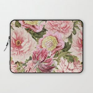 Vintage & Shabby Chic Floral Peony & Lily Flowers Watercolor Pattern Computer Cover by Vintage & Love - Laptop Sleeve - 13"