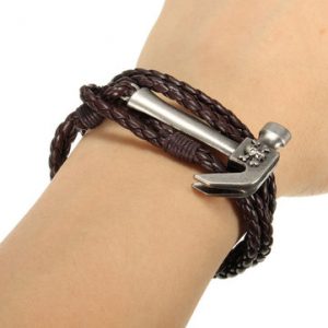 Wax Rope Anchor Hammer Pendant Bracelet