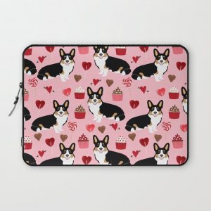Welsh corgi valentines day gifts tri colored corgis cupcakes hearts love dog breed corgi crew Computer Cover by Corgi Crew - Laptop Sleeve - 13"