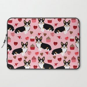 Welsh corgi valentines day gifts tri colored corgis cupcakes hearts love dog breed corgi crew Computer Cover by Corgi Crew - Laptop Sleeve - 15"