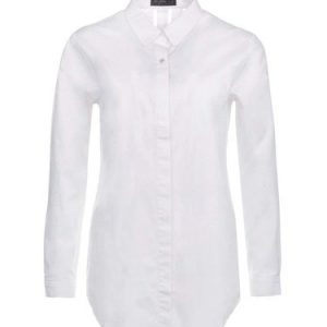 White Statement Shirt Collar Pierced H-line Blouse