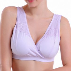 Wireless Criss-Cross Front Lace Sleeping Bra for Pregnant Women