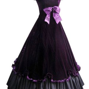 Women Retro Costumes Corduroy Ruffles Dress Gothic Marie Antoinette Costume 18th Century Costume
