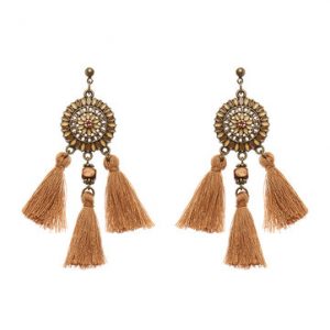 Women's Bohemian Earrings Retro Rhinestone Flower Tassel Earrings