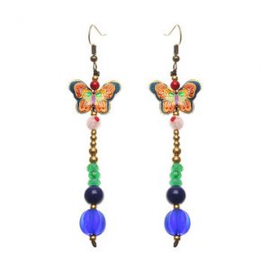 Women's Ethnic Earrings Butterfly Agate Retro Tassel Earrings