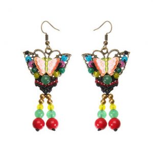 Women's Ethnic Earrings Retro Butterfly Agate Earrings for Gift