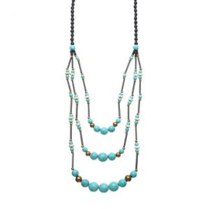 Women's Ethnic Necklace Multilayer Turquoise Bead Retro Necklace