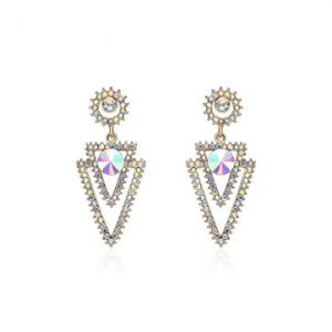 Women's Luxury Earrings Colorful Rhinestone Crystal Triangle Earrings
