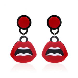 Women's Punk Earring Red Lip Mouth Earrings