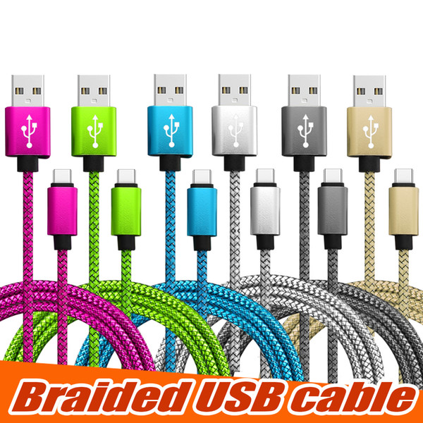 braided usb cable type c cord 1m 2m 3m data sync usb charging cable usb high speed durable for android cellphone without package