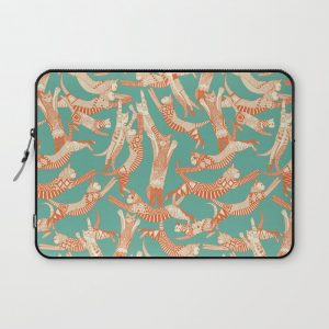 cat party jade orange Computer Cover by Sharon Turner - Laptop Sleeve - 13"