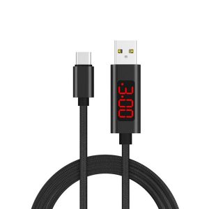 data cable intelligent display voltage and current type-c micro usb charge cables blue red light 2019new arrive