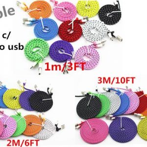 dual color type c flat noodle braid type c/ micro usb cable data sync charging lead for for samsung galaxy s9 s8 s5 universal for android