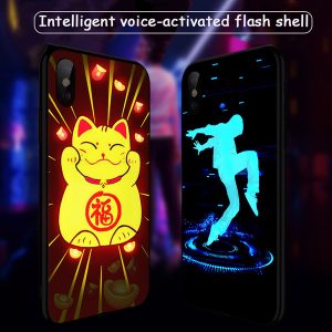 for iphone xs xr phone case new light-emitting tempered glass mobile phone case anti-fall protection cover support 2pcs delivery