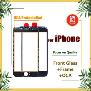 front touch screen panel outer glass lens + cold press middle frame bezel + oca installed for iphone 5s 5c 6 6s 7 8 plus