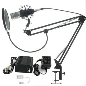 full set microphone professional bm800 condenser ktv microphone pro audio studio vocal recording mic + metal shock mount