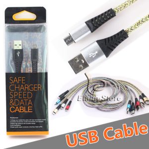 high speed metal color braid micro usb cable type c usb cable 2.1a phone charger for samsung s9 s8 8plus s7 & android phone with box package