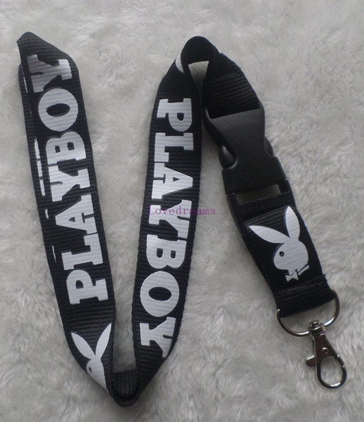 new 10 pcs clothing brand playboy lanyards detachable id badge holder assorted colors brand new black