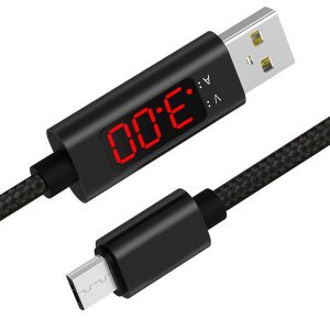 new data cable intelligent display voltage and current type-c micro usb charge cables blue red light