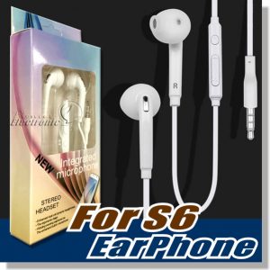 s6 s7 earphone earphones headphones earbuds for iphone 6 6s headset for jack in ear wired with mic volume control 3.5mm white with retailbox