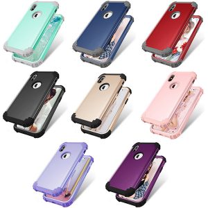 silicone case for iphone 11 pro xr xs max 3 in 1 protector cover for apple 8 7 plus with opp pack