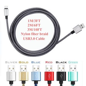 skylet 3m 10ft type c usb c cable braid usb cable data sync charging cords for universal phones samsung lg huawei with metal housing plug