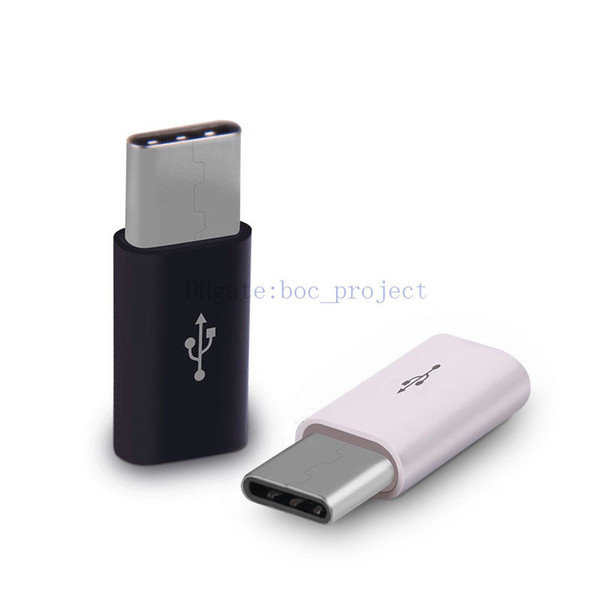 v8 micro usb female port to type-c male port adapter converter white black connector for hua wei xiao mi notebook pad 1000pcs