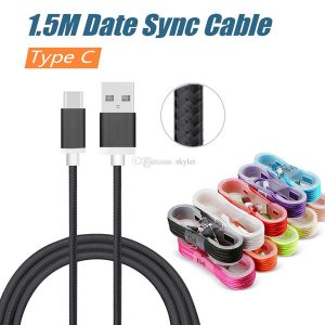 1.5m type c usb charging cords braid usb c mirco usb cable with metal housing head for android universal cellphones