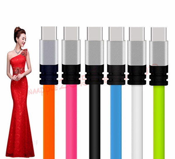 3ft metal flat noodle micro type c usb cable 2a data sync charging adapter cords for samsung s6 s7 edge s8 note 8 htc android phone