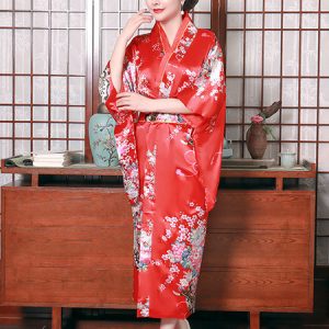 Adult's Japanes Costumes Light Pink Kimono Polyester Satin Dress Oriental Set Holidays Costumes
