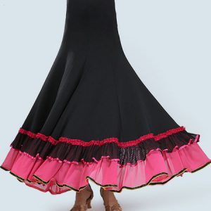 Ballroom Dance Costumes Red Ruffle Two Tone Dance Dress