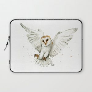 Barn Owl Flying Watercolor | Wildlife Animals Computer Cover by Olechka - Laptop Sleeve - 13"