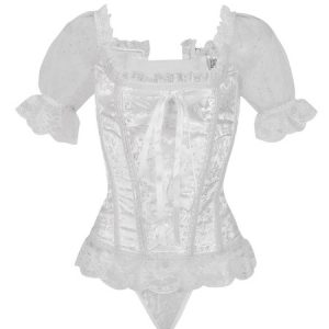 Corset White Women Jacquard Short Sleeve Top Halloween Steampunk Costume