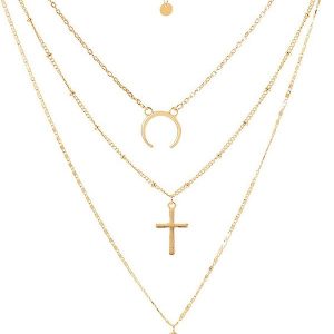 Cross Shape Coin Decoration Multilayered Necklace