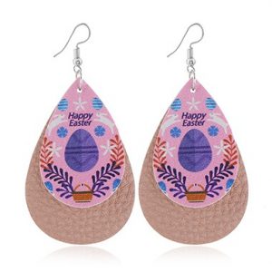 Flower Print Light Pink Plastic Earring Set - One Size