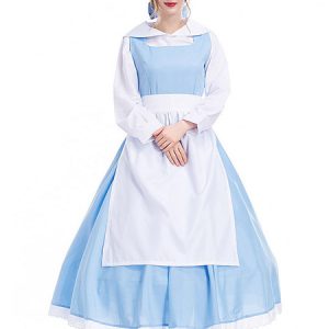 Halloween Costumes Woman's Maid Shirt Dress Light Sky Blue Polyester Halloween Holidays Costumes