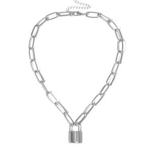 Lock Pendant Punk Style Chain Necklace